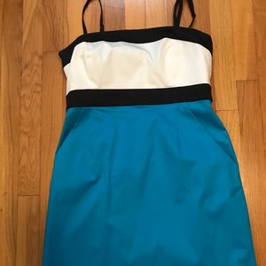Short Strapless Color Block Dress
